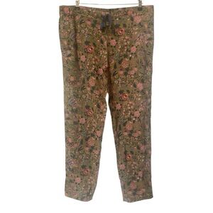 Sundance Madora Womens Army Green Floral Casual Drawstring Pants
